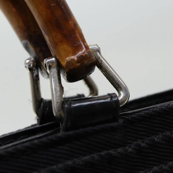 GUCCI Bamboo Hand Bag Nylon Black Auth am6667 - Picture 15 of 16